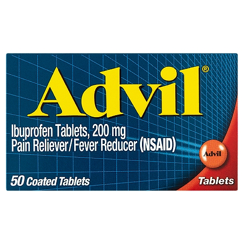 Advil Ibuprofen Coated Tablets, 200 mg, 50 count
