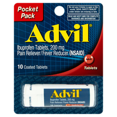 Advil Ibuprofen Coated Tablets Pocket Pack, 200 mg, 10 count