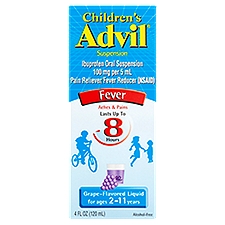 Advil Children's Grape-Flavored Fever Ibuprofen Oral Suspension Liquid, for Ages 2-11 years, 4 fl oz