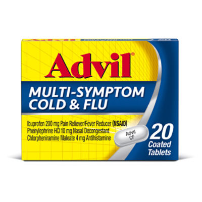 Advil Multi Symptom Cold and Flu Medicine, for Pain Relief and Sinus Pressure Relief - 20 Tablets