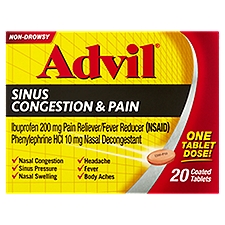 Advil Non-Drowsy Sinus Congestion & Pain Coated Tablets, 20 count