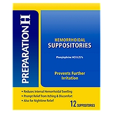 Preparation H Hemorrhoidal Suppositories, 12 count