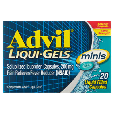 Advil Liqui-Gels Minis Solubilized Ibuprofen Liquid Filled Capsules, 200 mg, 20 count