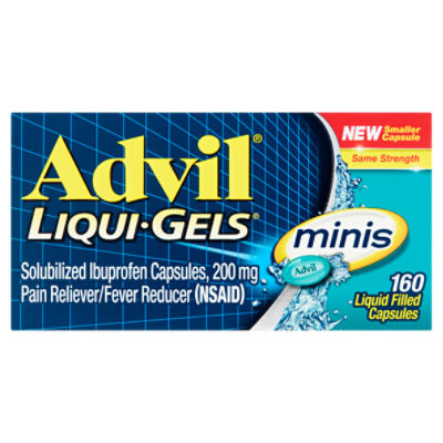 Advil Liqui-Gels Minis Solubilized Ibuprofen Liquid Filled Capsules, 200 mg, 160 count