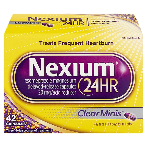 Nexium 24hr Clear Minis Esomeprazole Magnesium Delayed-Release Capsules, 20 mg, 3 pack, 42 count