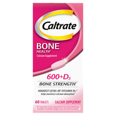 Caltrate 600+D3 600 mg Calcium and Vitamin D Supplement Tablets, 60
