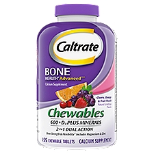 Caltrate Chewables 600+D3 Plus Minerals Calcium Vitamin D Supplement, 155 Count