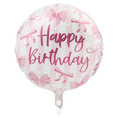 Pink Bows Happy Birthday Foil Balloon, 18 in, 1 count