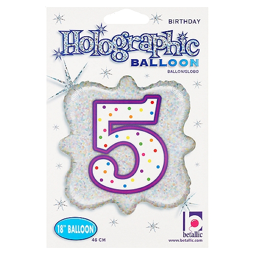 Betallic 18'' Holographic 5 Birthday Balloon