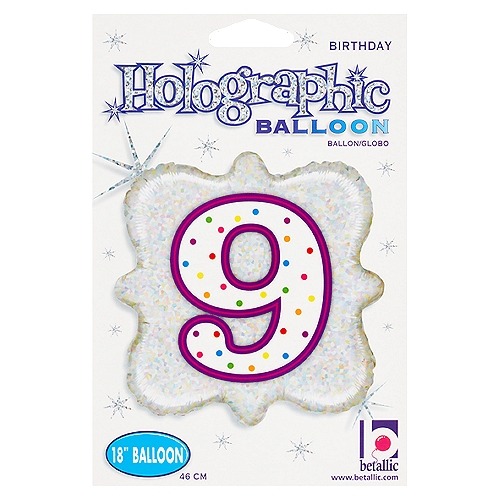 Betallic 18'' Holographic 9 Birthday Balloon