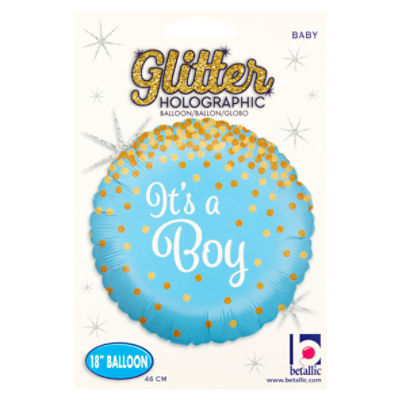 Betallic It's a Boy 18'' Glitter Holographic Baby Balloon