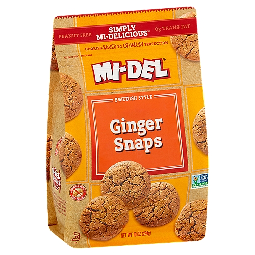 Mi-Del Swedish Style Ginger Snaps, 10 oz
Mi-Del's original Ginger Snaps' recipe combines just the right amount of ginger, enriched wheat flour and cane sugar and is baked to a crisp, snappy perfection. 
The result - cookies bursting with flavor that will leave the most fervent ginger lover asking for more!
Taste why they're Mi-Delicious™