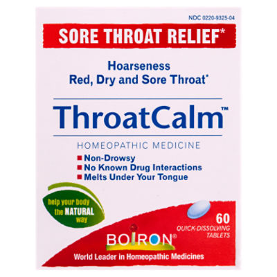Boiron Homeopathic ThroatCalm Tablets - 60 ct