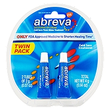 Abreva Cold Sore/Fever Blister Treatment Cream Twin Pack, 0.07 oz, 2 count