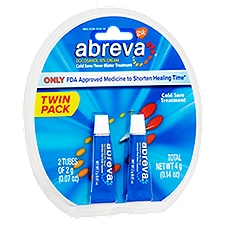 Abreva Cold Sore/Fever Blister Treatment Cream - 2 Tubes, 0.14 Ounce
