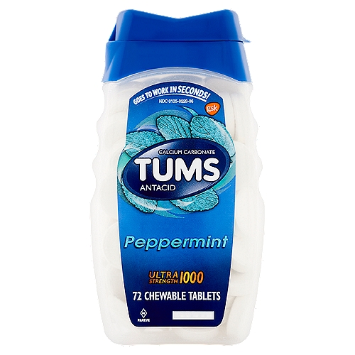 Tums Peppermint Ultra Strength 1000 Chewable Tablets, 72 count