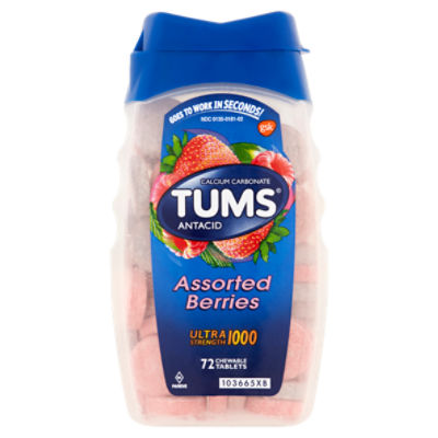Tums Assorted Berries Ultra Strength 1000 Chewable Tablets, 72 count, 72 Each