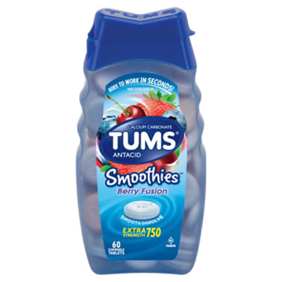 Tums Smoothies Berry Fusion Extra Strength 750, Chewable Tablets