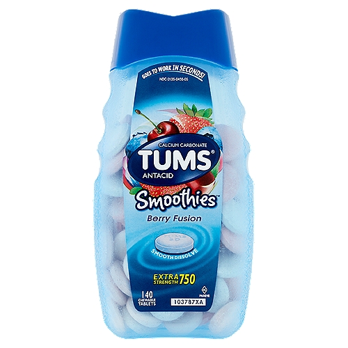 Tums Smoothies Berry Fusion Extra Strength 750 Chewable Tablets, 140 count