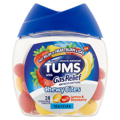 Gsk Tums Lemon & Strawberry with Gas Relief Chewable Tablets, 28 count