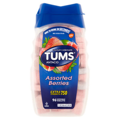 Tums Assorted Berries Extra Strength 750 Chewable Tablets, 96 count, 96 Each