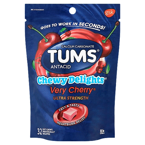 Tums Chewy Delights Very Cherry Ultra Strength Soft Chews, 32 count