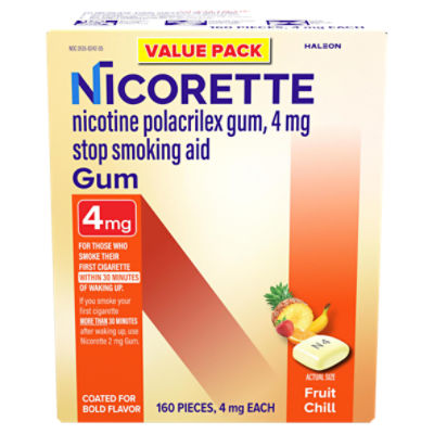 Nicorette Nicotine Gum to Stop Smoking, 4mg, Fruit Chill Flavor - 160 Count