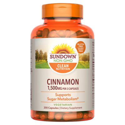 SUNDOWN NonGMO Clean Nutrition Cinnamon Dietary Supplement, 1,500 mg
