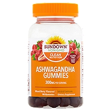 Sundown Ashwagandha Gummies Mixed Berry Flavored Dietary Supplement, 300 mg, 90 count