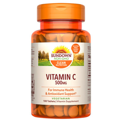 Sundown Vitamin C 500mg, Vitamin C as Ascorbic Acid, Daily Immune Support, 100 Tablets