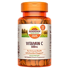 Sundown Naturals Vitamin C 500 mg Ascorbic Acid Tablets, 100 Each