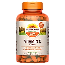 Sundown Vitamin C 1000mg for Immune Support and Antioxidant Health, 300 Caplets (Value Pack of 2)