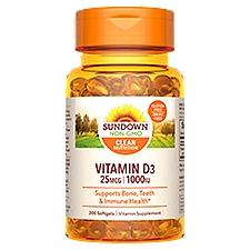 Sundown Vitamin D3 1000 IU, Supports Bone, Teeth, and Immune Health, 200 Softgels
