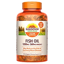 Sundown Fish Oil 1200 mg, Omega-3 Dietary Supplement, Supports Heart Health, 100 Softgels