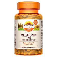Sundown Melatonin 10mg, Drug Free Sleep Aid, 90 Capsules