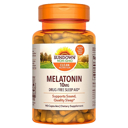 Sundown Melatonin 10mg, Drug Free Sleep Aid, 90 Capsules
