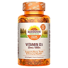 Sundown Vitamin D3 1000 IU, Supports Bone, Teeth, and Immune Health, 400 Softgels