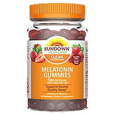 Sundown Melatonin 5mg Gummies for Sleep Support, Natural Strawberry Flavor, 60 Count