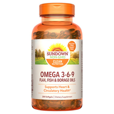 Sundown Omega3 6 9, With Flax, Fish and Borage Oils, Supports Heart