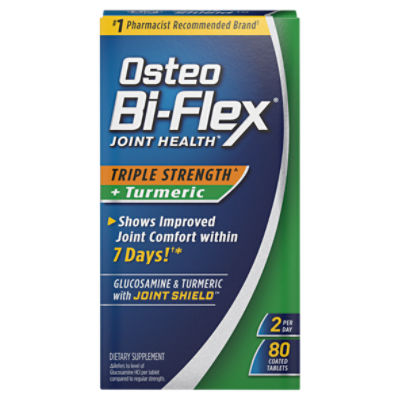 Osteo Bi-Flex Triple Strength Glucosamine with Turmeric, Joint Health Supplement, Coated Tablets, 80 Count