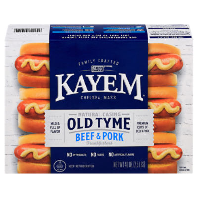 Kayem Natural Casing Old Tyme Beef & Pork Frankfurters, 40 oz