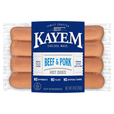 Kayem Beef & Pork Hot Dogs, 8 count, 14 oz