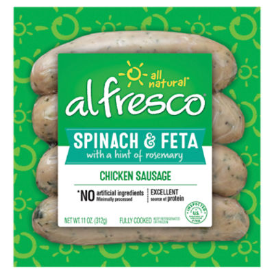 Alfresco Spinach & Feta with a Hint of Rosemary Chicken Sausage, 4 count, 11 oz, 11 Ounce