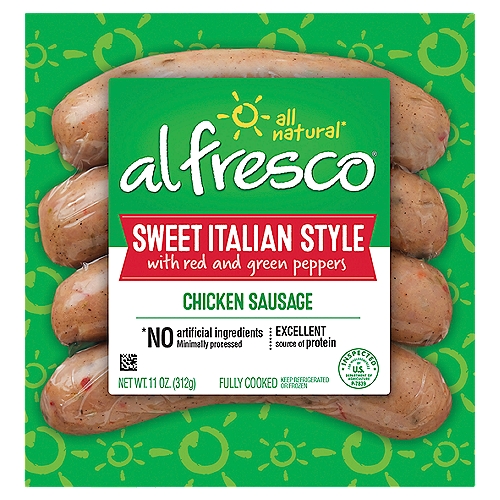 Alfresco Sweet Italian Style with Red and Green Peppers Chicken Sausage, 11 oz