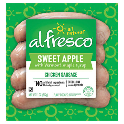 Alfresco Sweet Apple with Vermont Maple Syrup Chicken Sausage, 11 oz, 4 Each