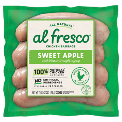 Alfresco Sweet Apple with Vermont Maple Syrup Chicken Sausage, 11 oz, 4 Each