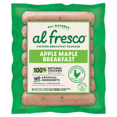 Alfresco Apple Maple with Vermont Maple Syrup Chicken Breakfast Sausage, 7 count, 7.5 oz