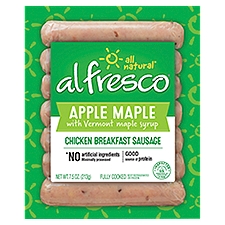 Alfresco Apple Maple with Vermont Maple Syrup Chicken Breakfast Sausage, 7 count, 7.5 oz, 7.5 Ounce
