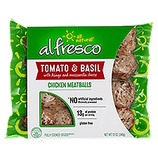 Alfresco Tomato & Basil wit Asiago and Mozzarella Cheese Chicken Meatballs, 12 oz
