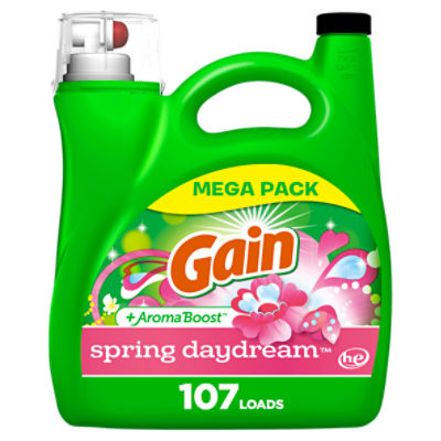Gain + Aroma Boost Liquid Laundry Detergent, Spring Daydream, 107 Loads, 154 fl oz, HE Compatible, 154 Ounce
